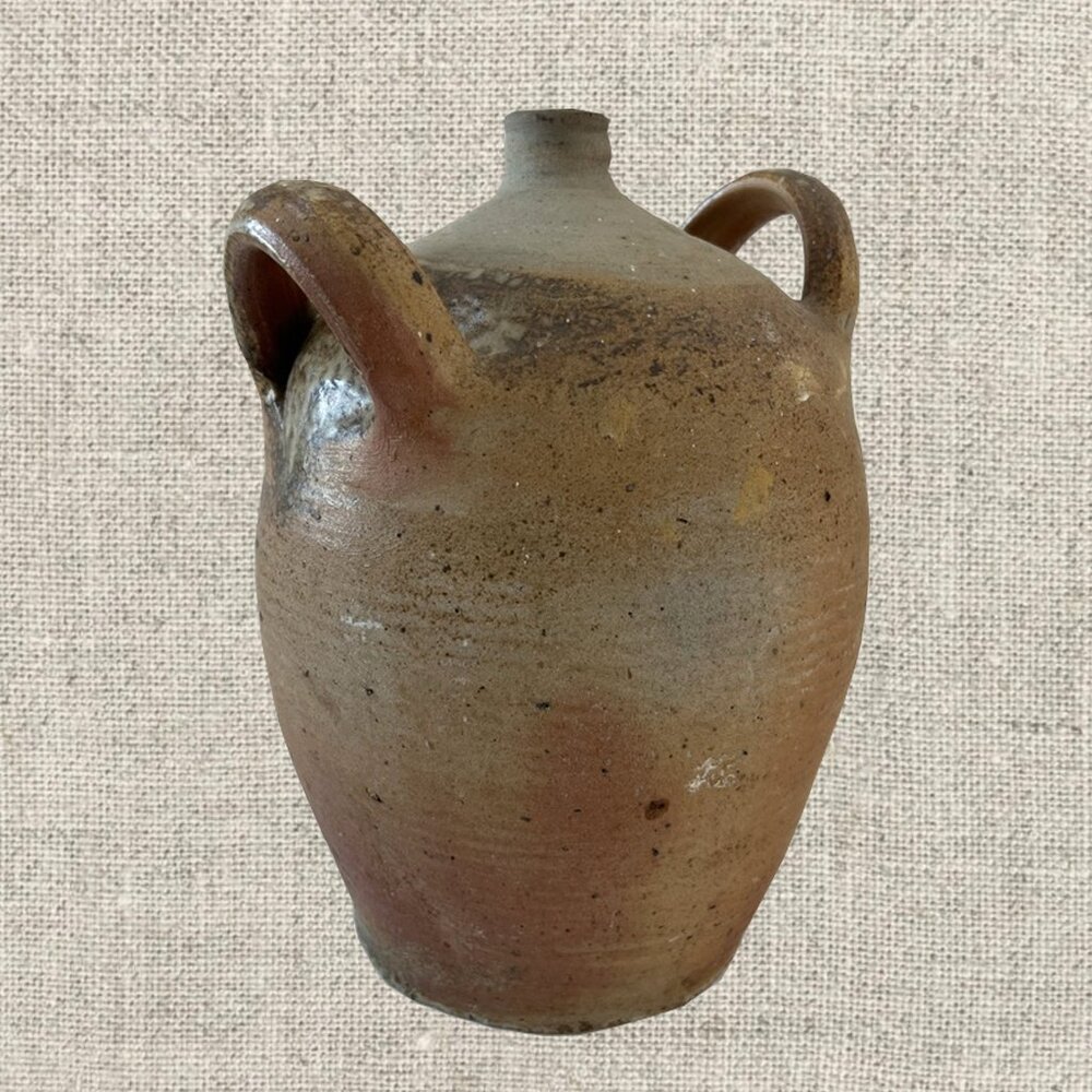 19c French Provincial Stoneware Olive Oil Jug
